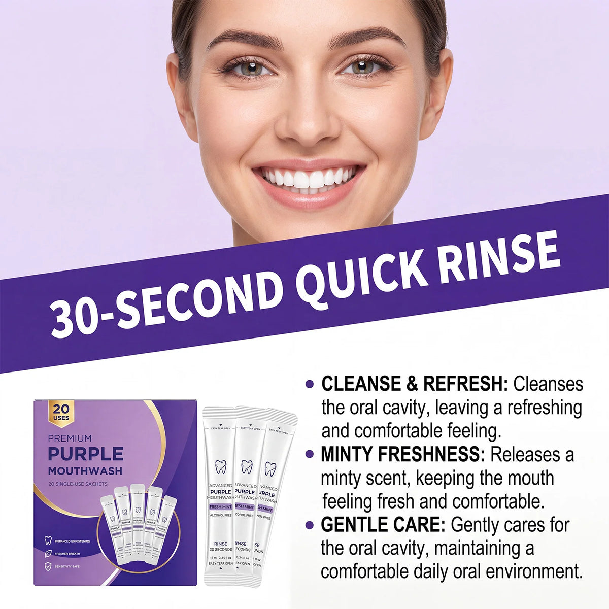 Refreshing Purple Strip-shaped Mouthwash